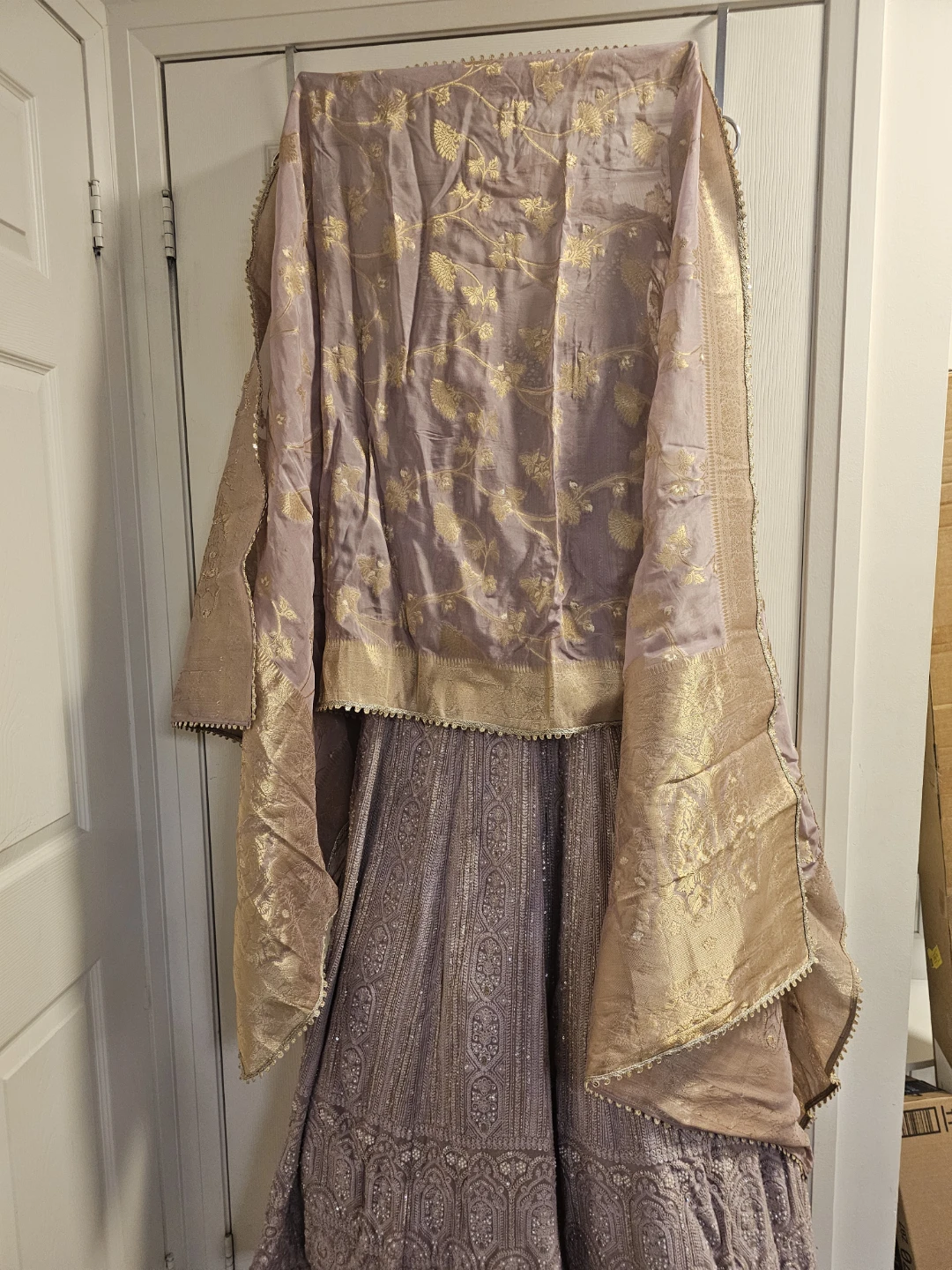 Women's Embroidered  Lavender color Anarkali Dress with Dupatta - photo 4