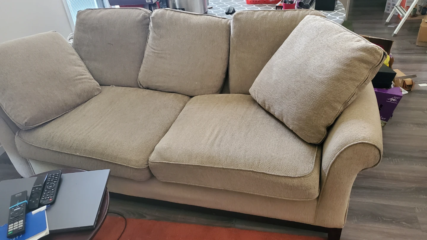 Tan Fabric Loveseat Sofa