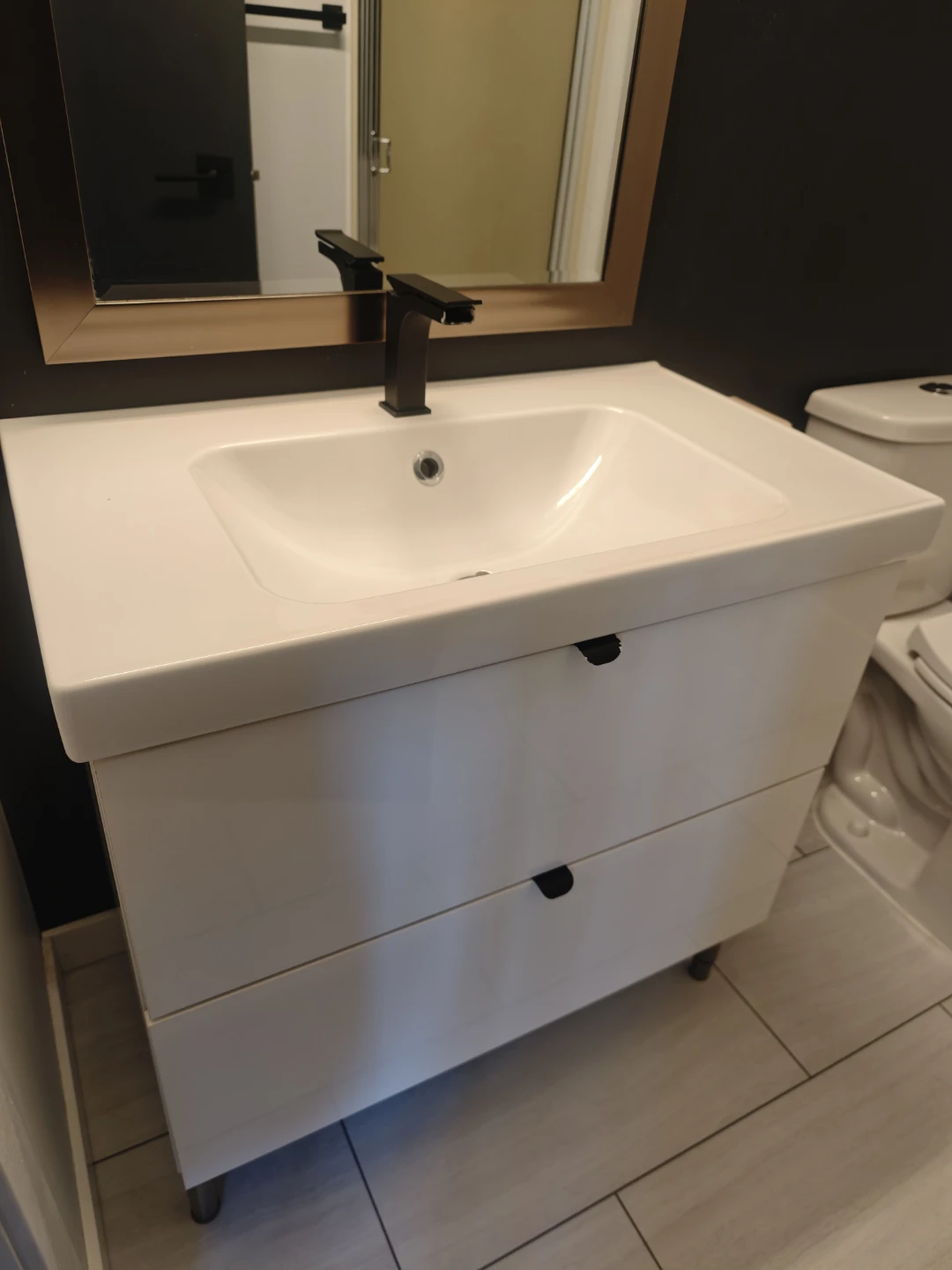 White Bathroom Vanity with Sink and Faucet - photo 4