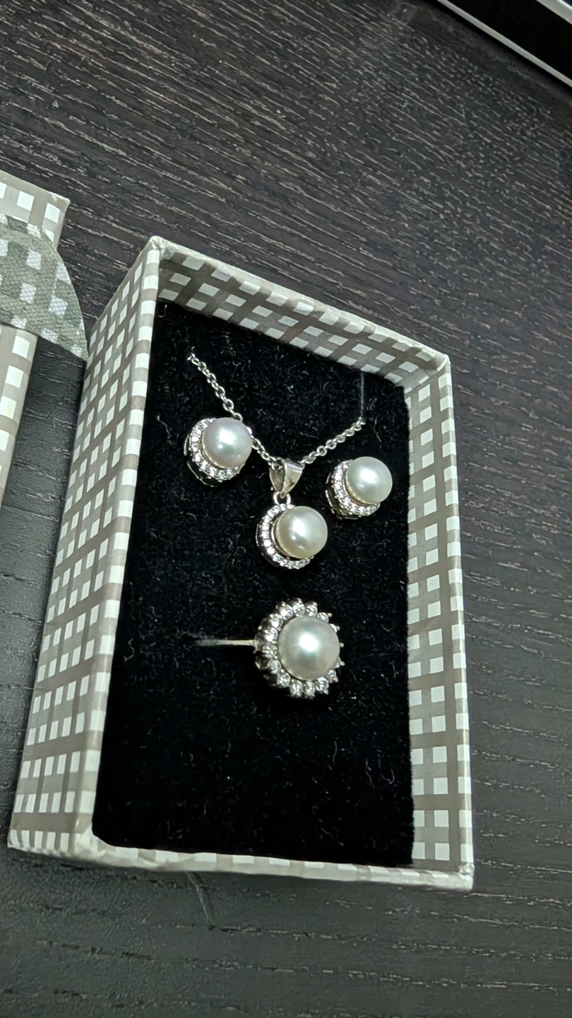 Fresh water Pear Necklace Earing Ring Set - photo 3