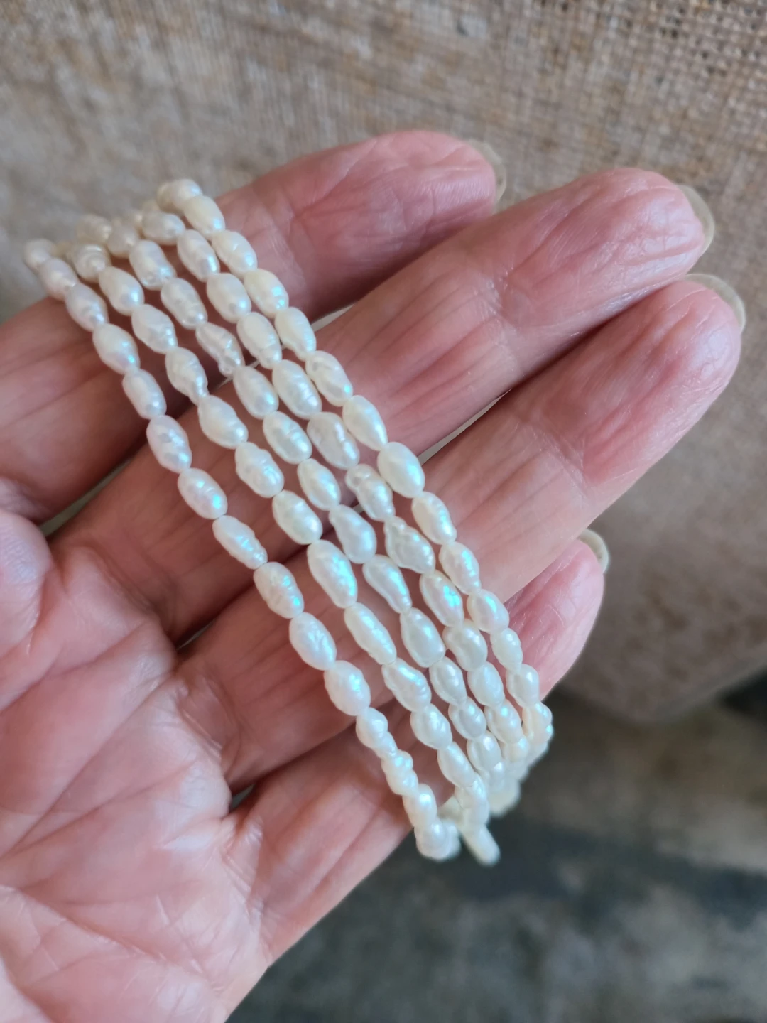 White Seed Pearl Bracelet with Gold Clasp - photo 2