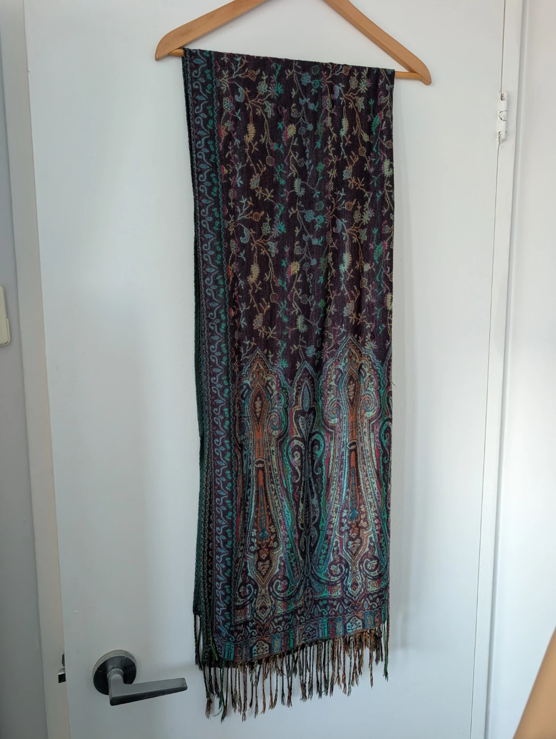 Paisley Patterned Scarf with Fringe - photo 4