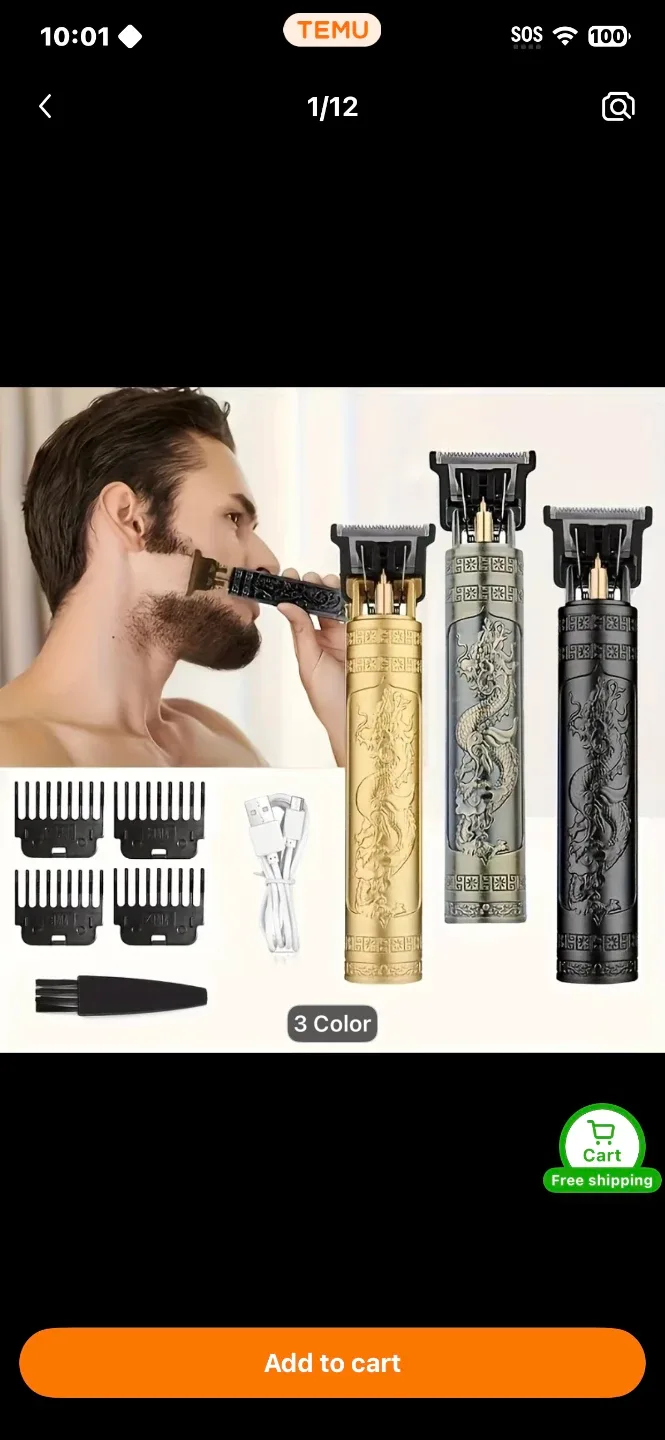 Vintage Dragon Engraved Cordless Hair Clipper Trimmer