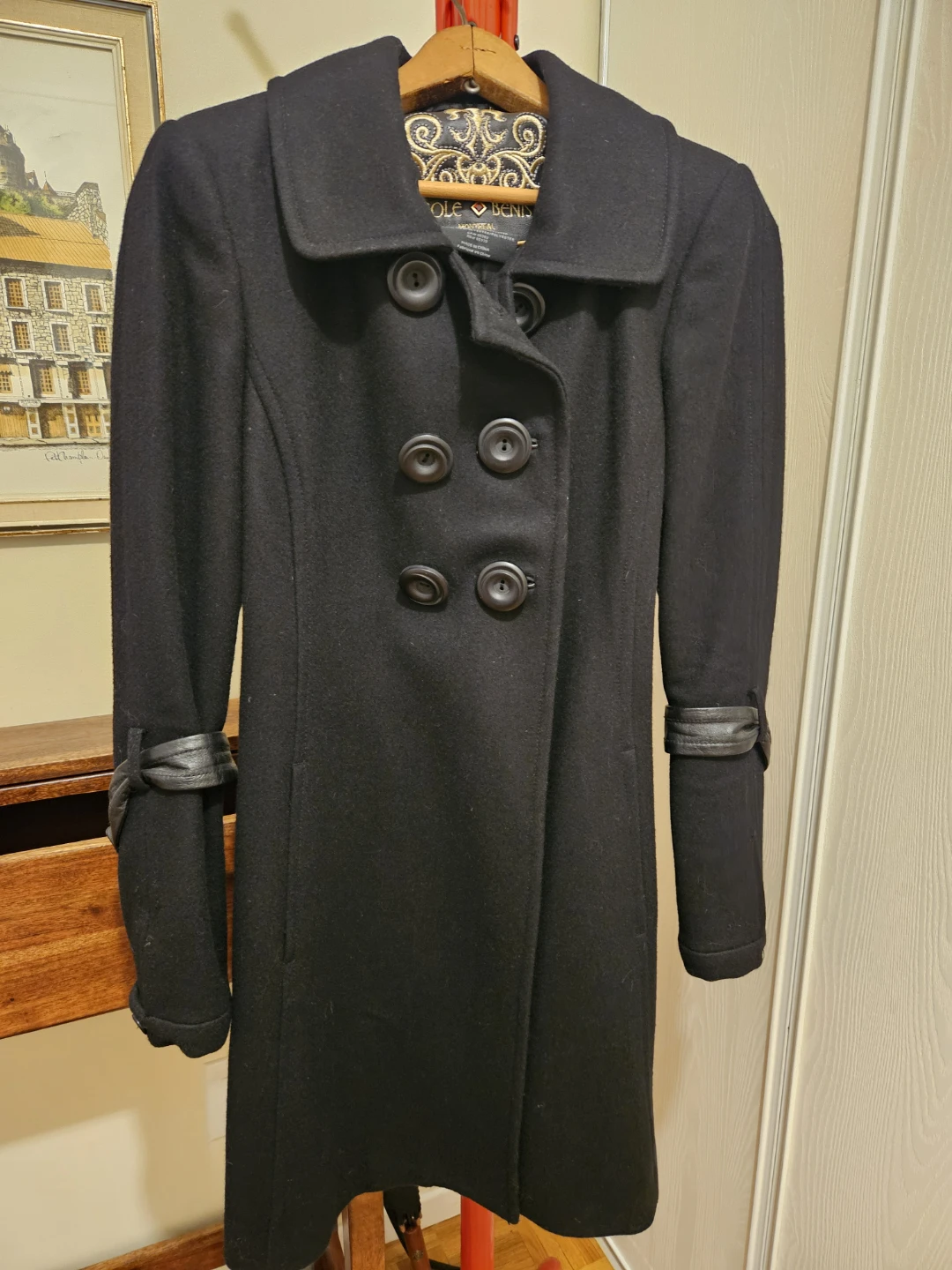 Nicole Benisti Black Wool Blend Coat