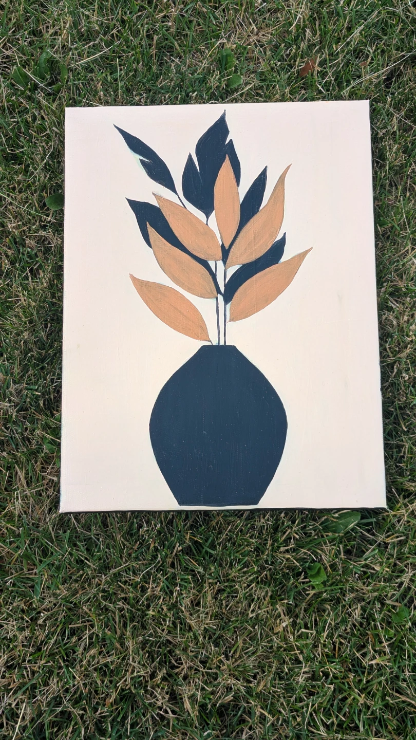 Set of 3 Abstract Botanical Canvas Paintings - photo 2