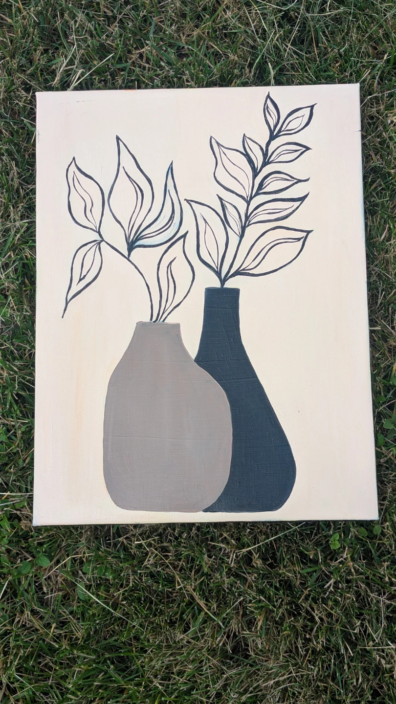 Set of 3 Abstract Botanical Canvas Paintings - photo 4