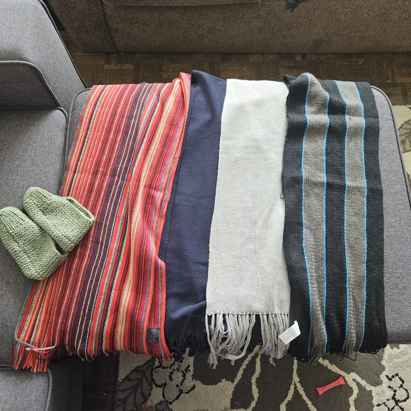 Lot of 4 Scarves and knitted socks