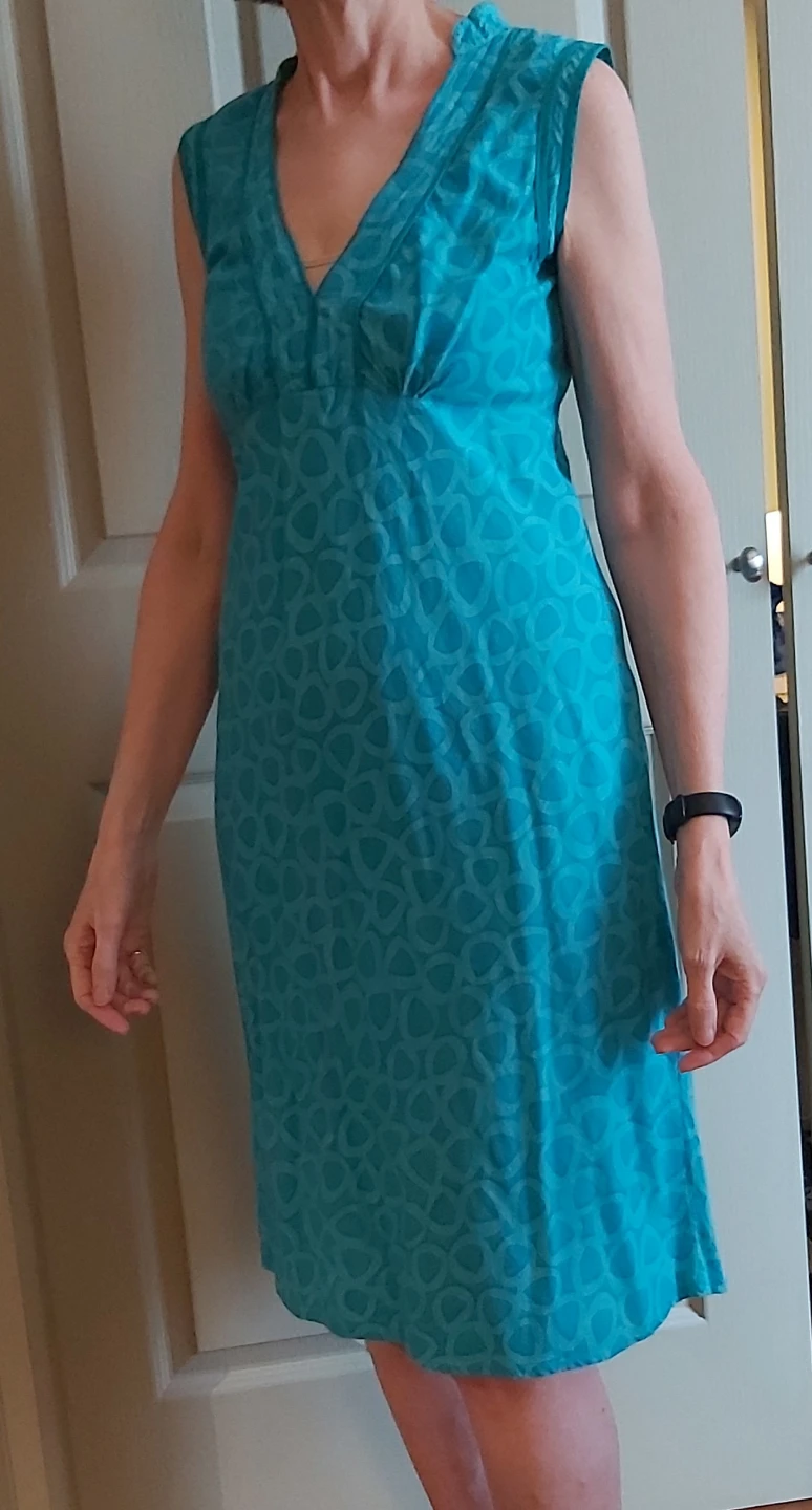 Teal Sleeveless Patterned Dress