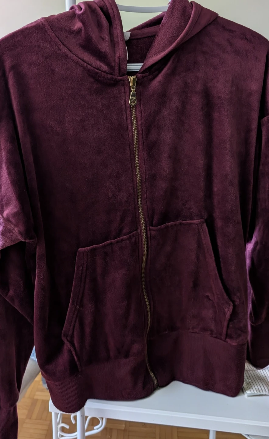 Velour Tracksuit Set - Burgundy