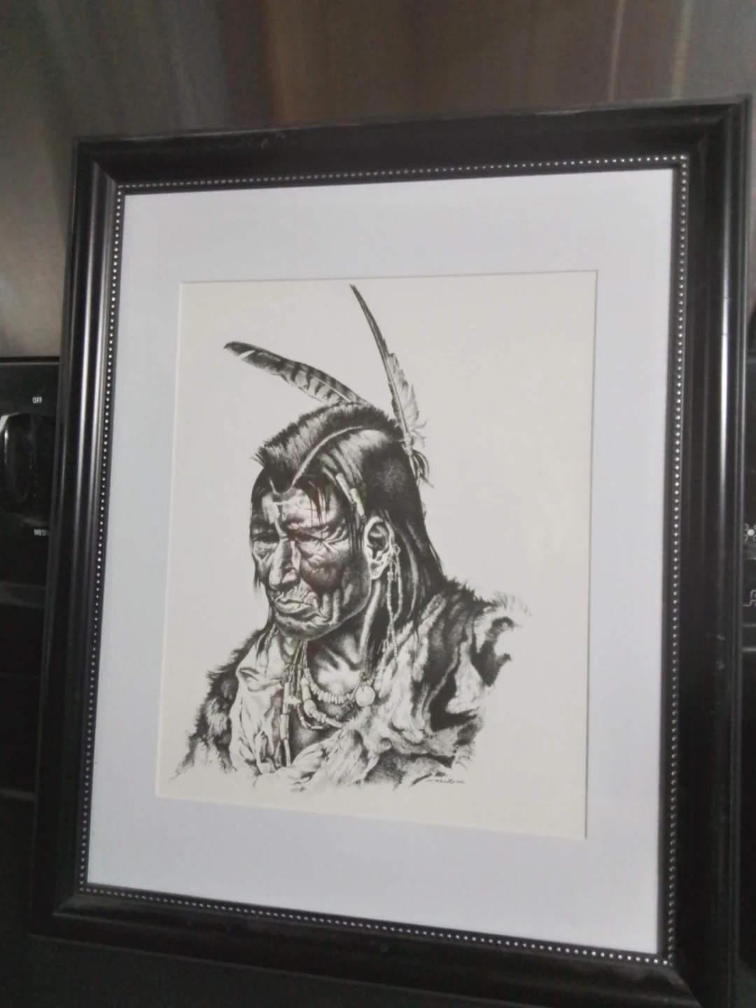 Vintage Mid-Century Ivan Kocsis Framed Indigenous Portrait