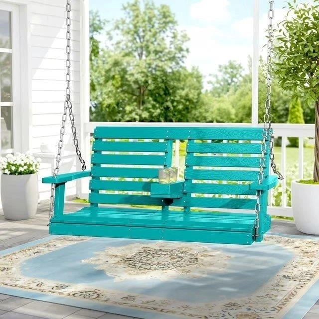 Teal Two-Person Swing with Reversible Cup Holders - photo 2