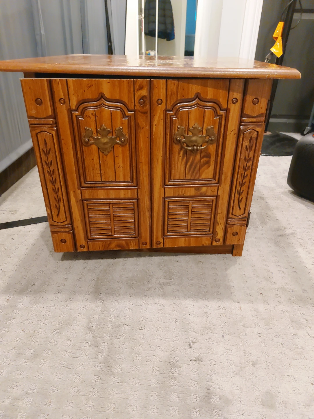 Vintage Wooden Cabinet with Ornate Hardware