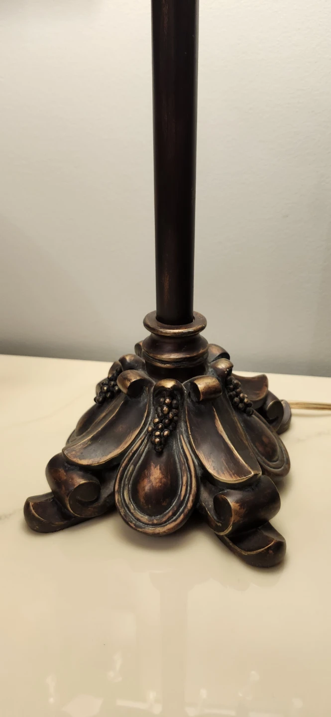 Dark Wood Console Table  glass shelf and a lamp - photo 4