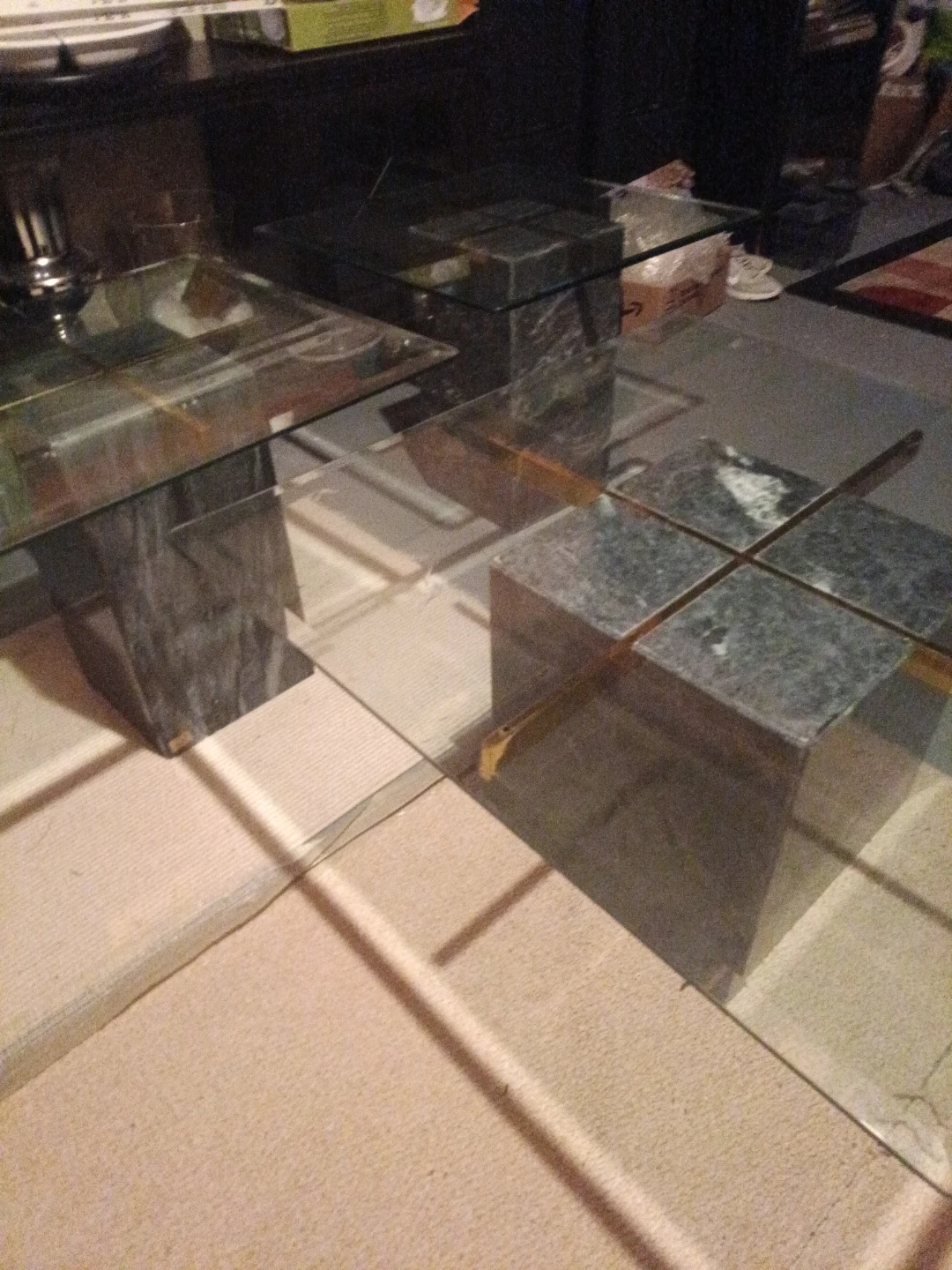 Glass and Marble Cube Coffee Table