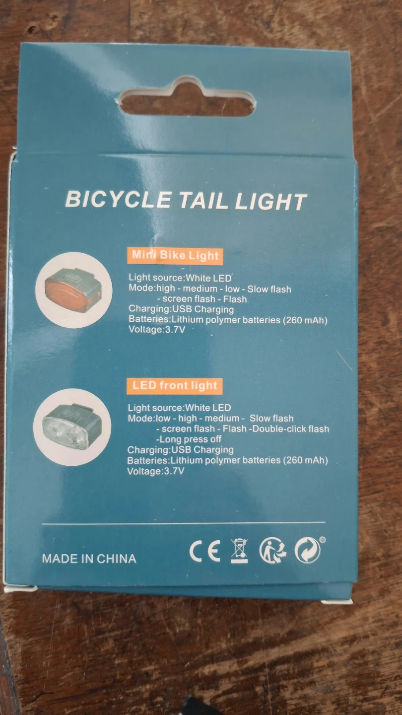 Bicycle Tail Light Set - front & tail -  usb charging - photo 2