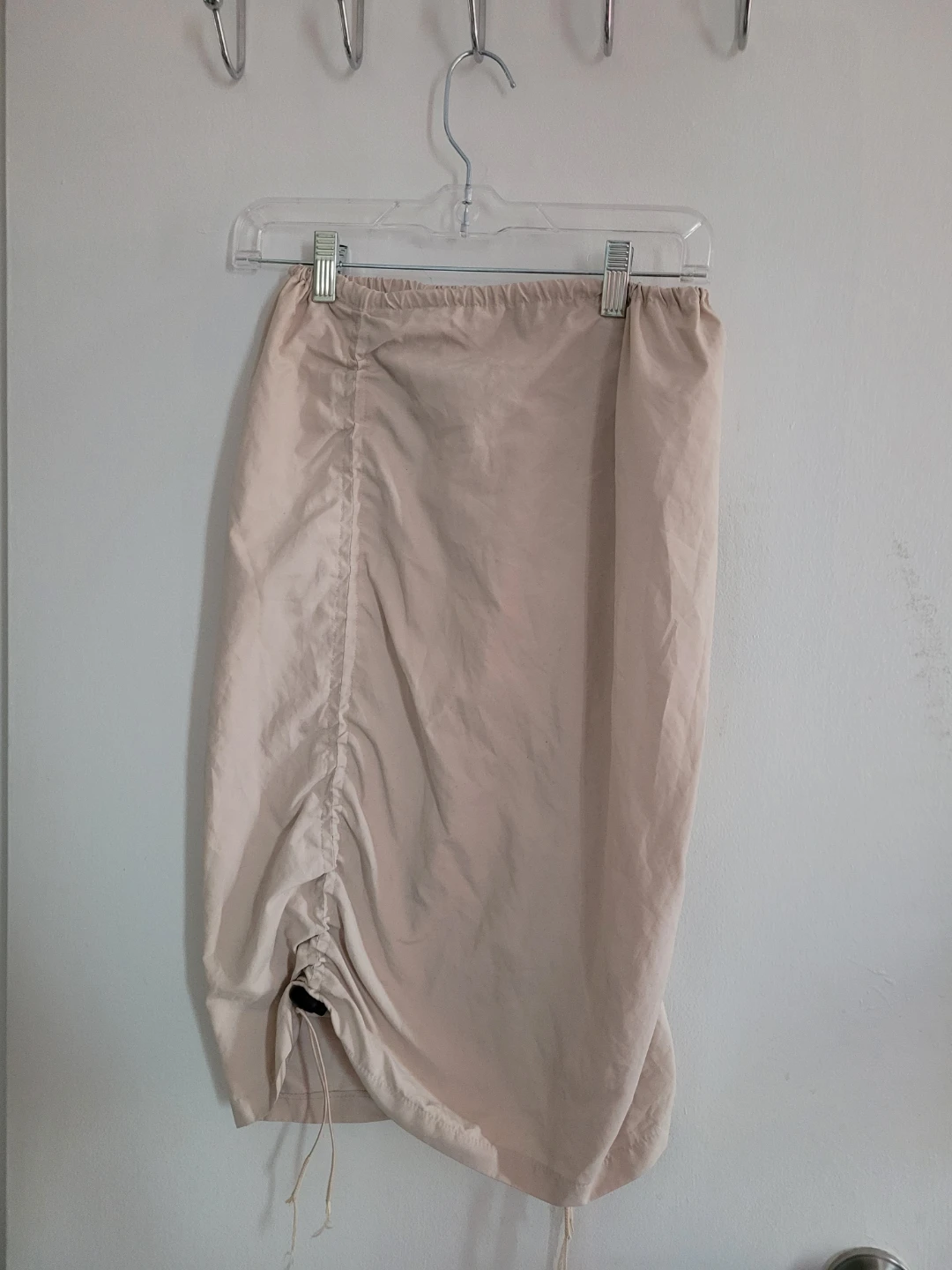 Women's Ruched Drawstring Skirt - Beige