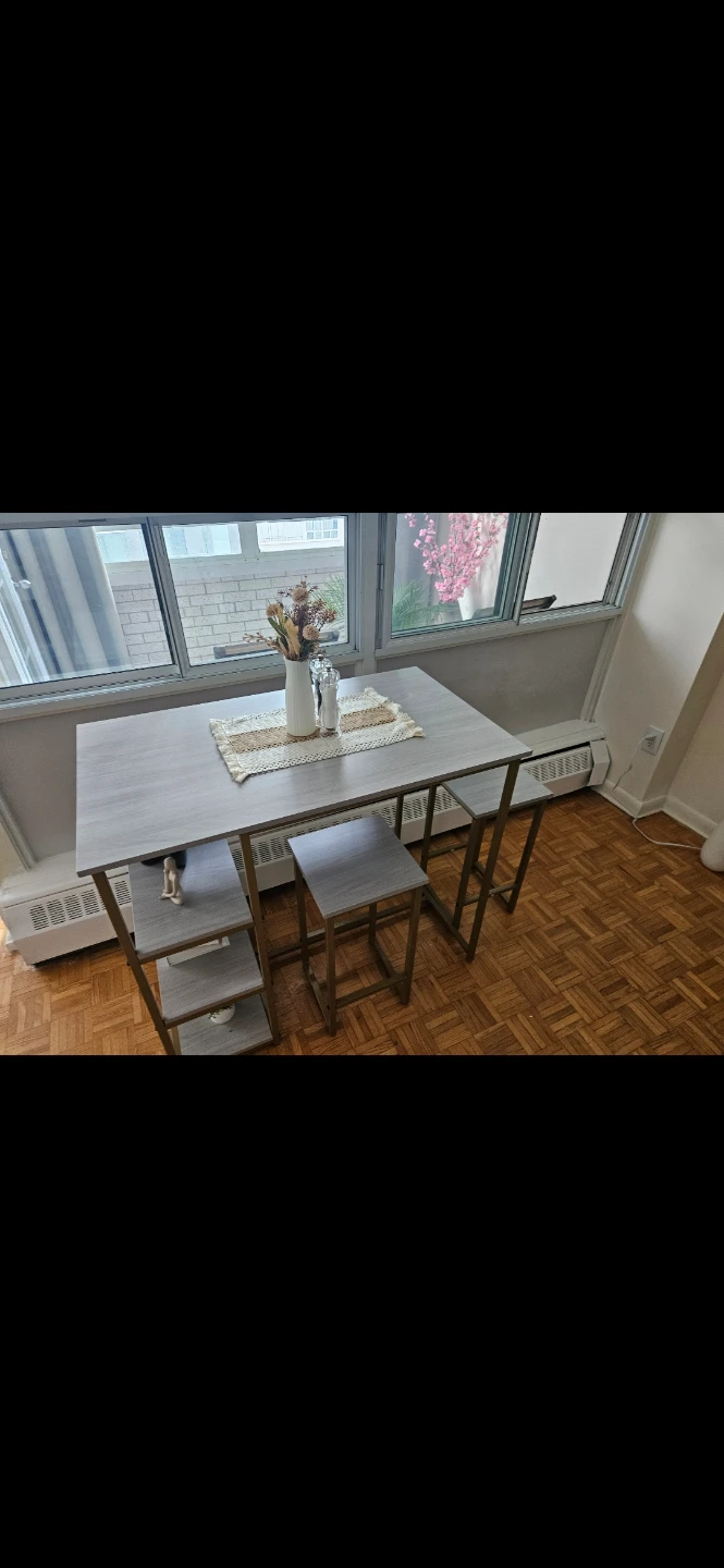 High top counter height bar dining table with chairs