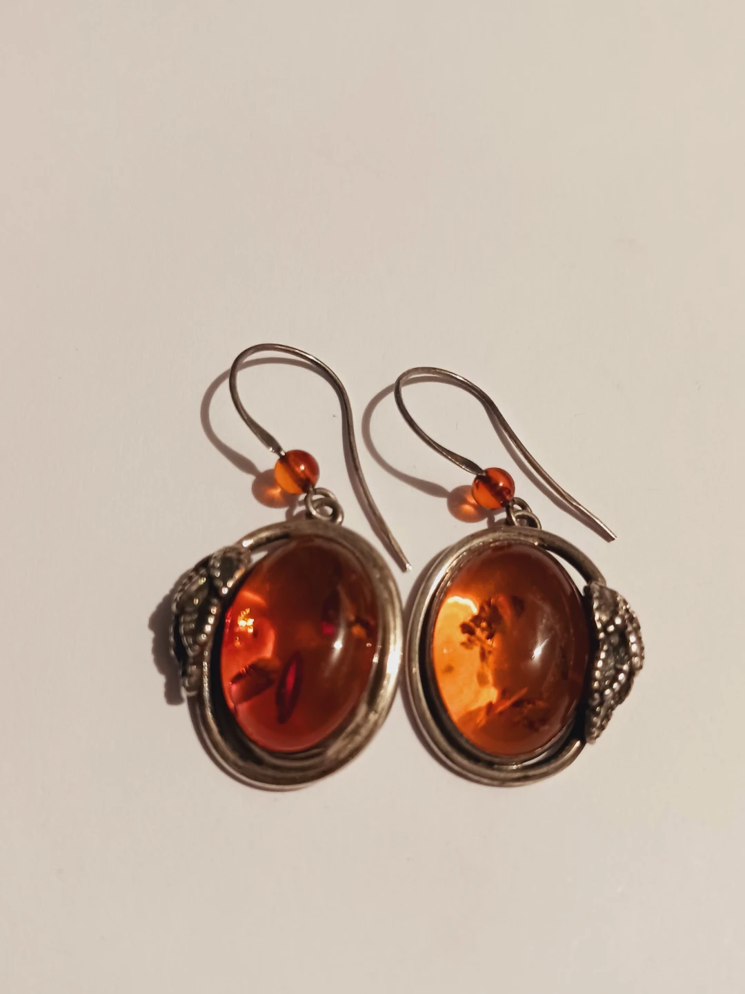 Sterling Silver 925 Baltic Amber Lovely Oval Earrings