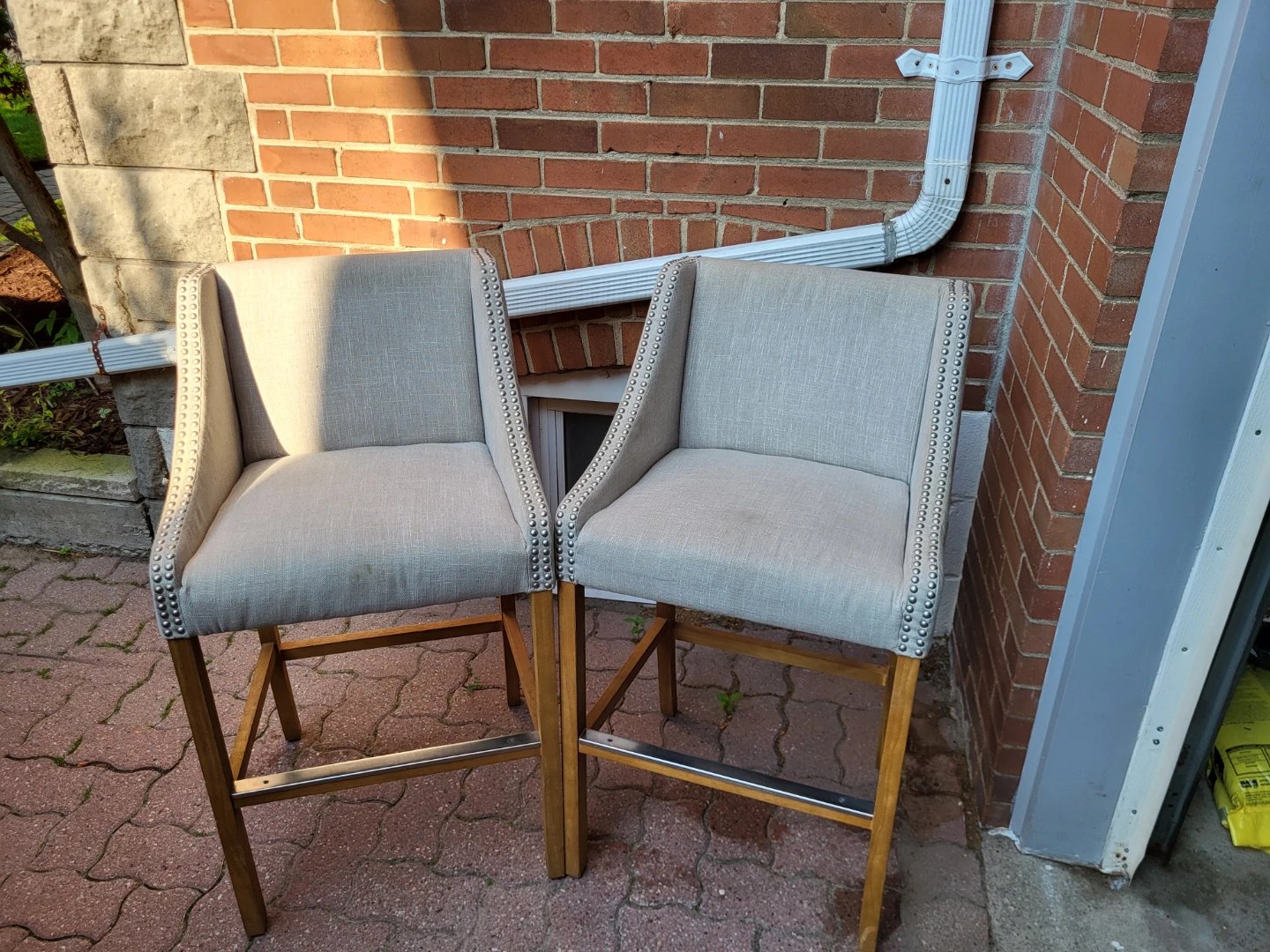 Set of 2 Upholstered Bar Stools