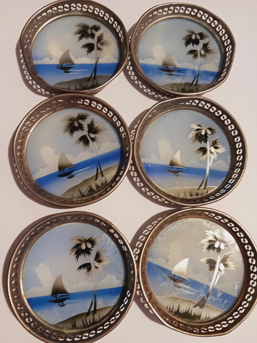 Set of 6 Vintage Tropical Scene Coasters - photo 2