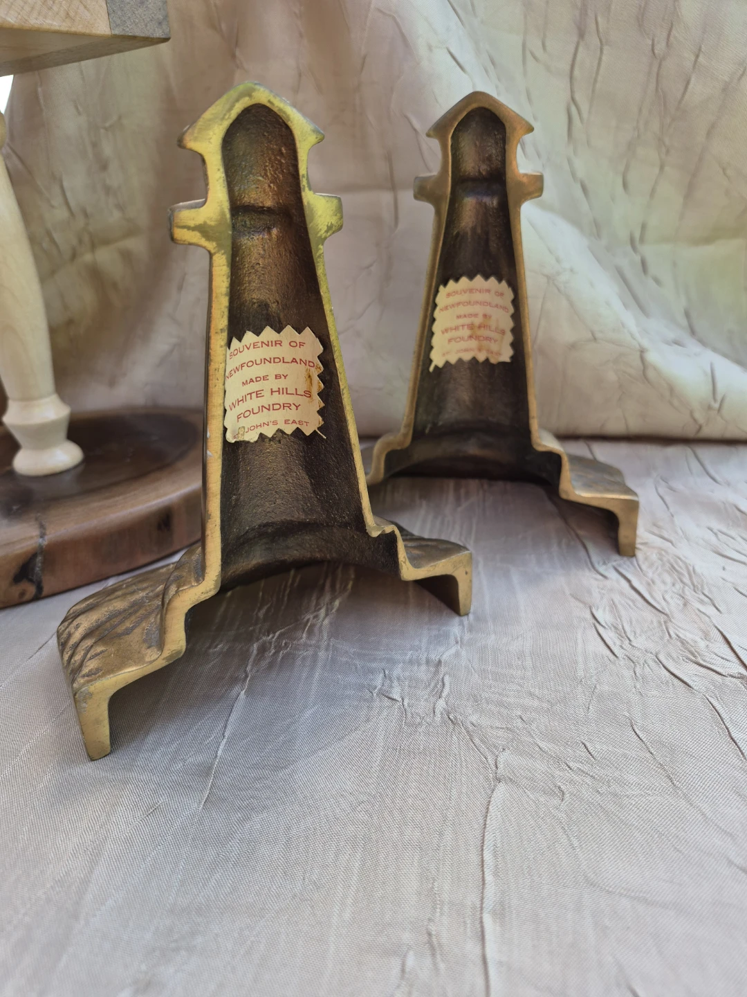 Vintage Solid Brass Pair of Newfoundland Lighthouse Book Ends - photo 5