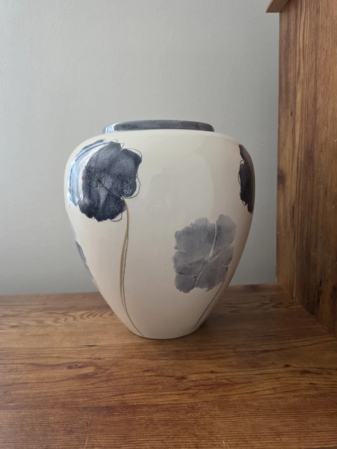 Large Ceramic Vase with Floral Design