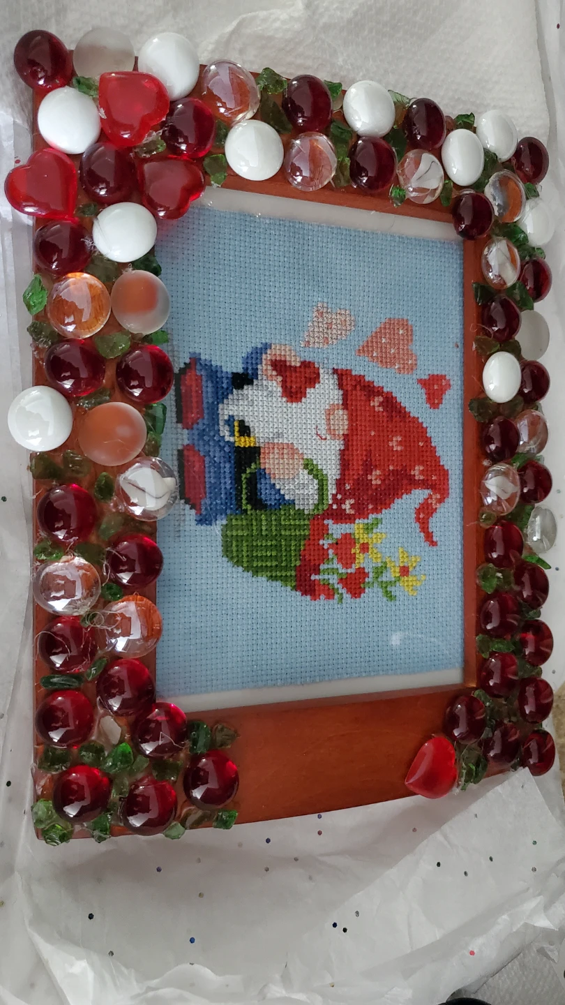 Handmade Gnome Cross-Stitch embellished Photo Frame - photo 4