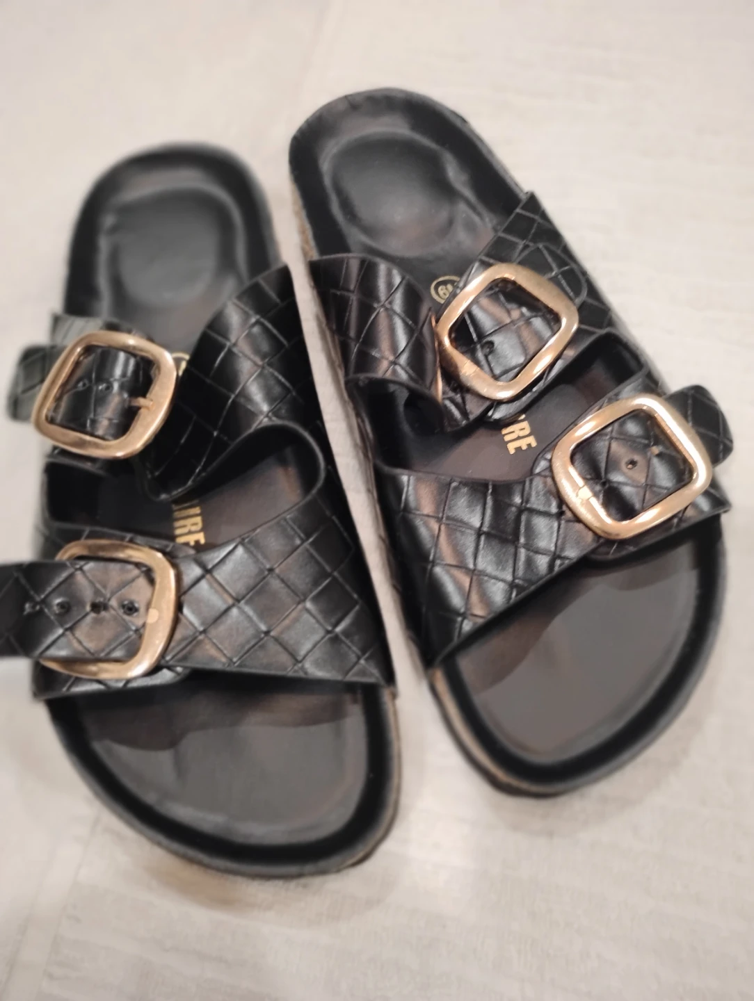 Black Double Buckle Slides Sandals - Size 6M