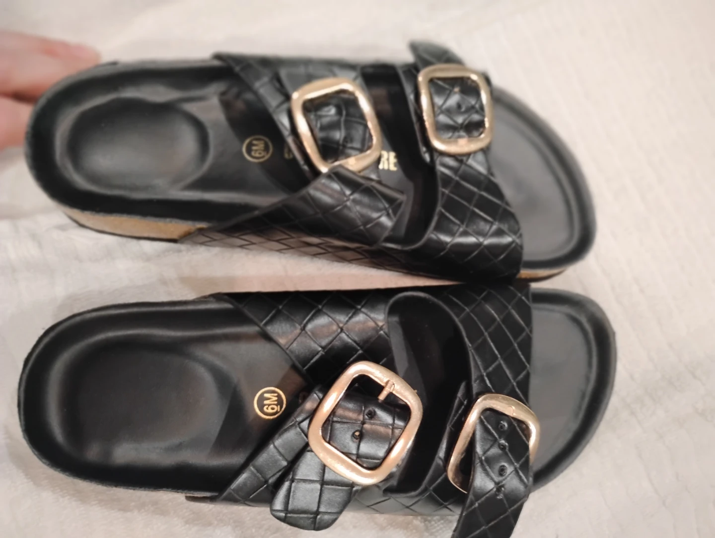 Black Double Buckle Slides Sandals - Size 6M - photo 2