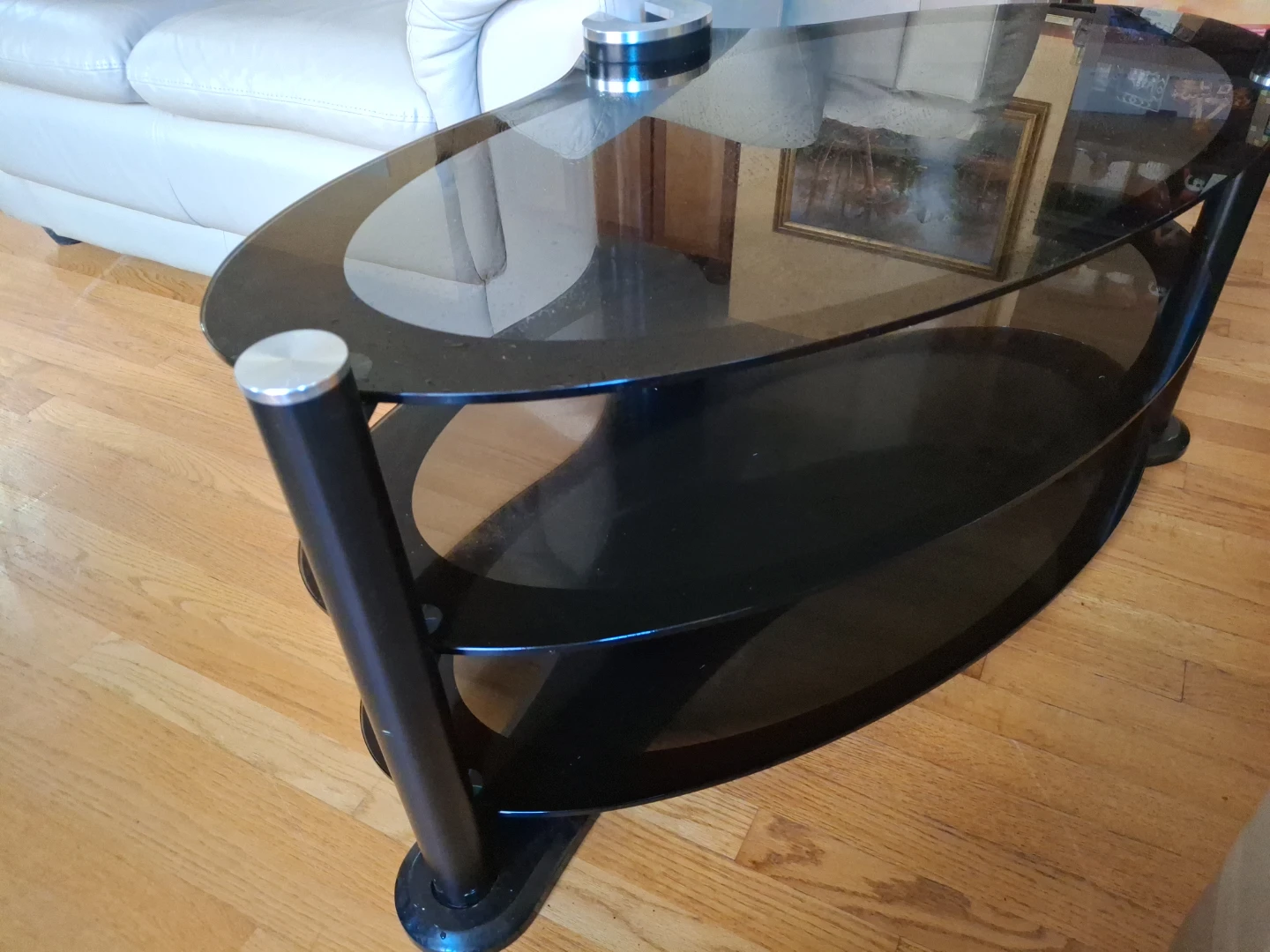 Contemporary Black/Clear TV Stand/Modern Design Round Black