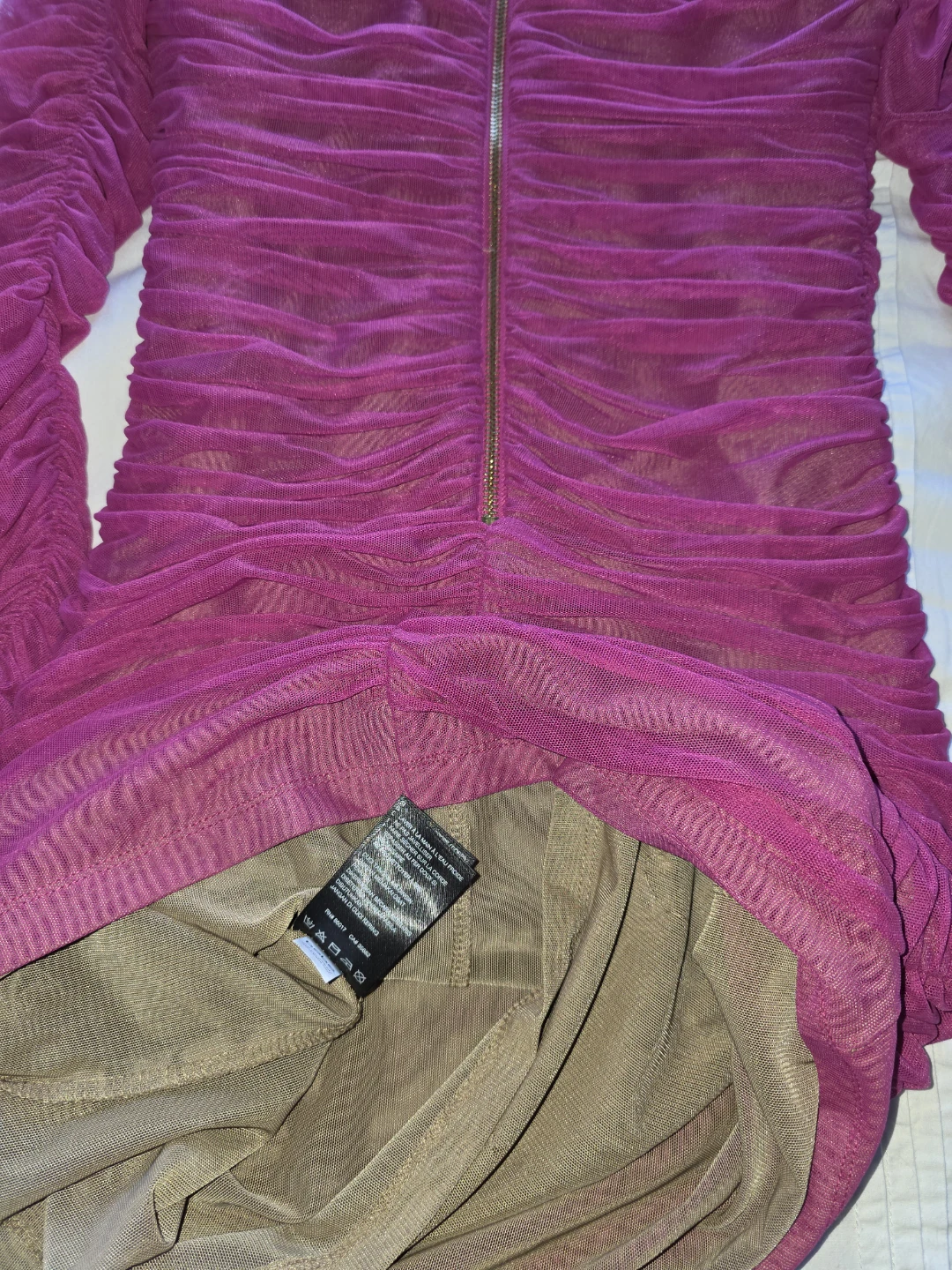Bebe Pink Ruched Mesh Off-the-Shoulder Dress - photo 4