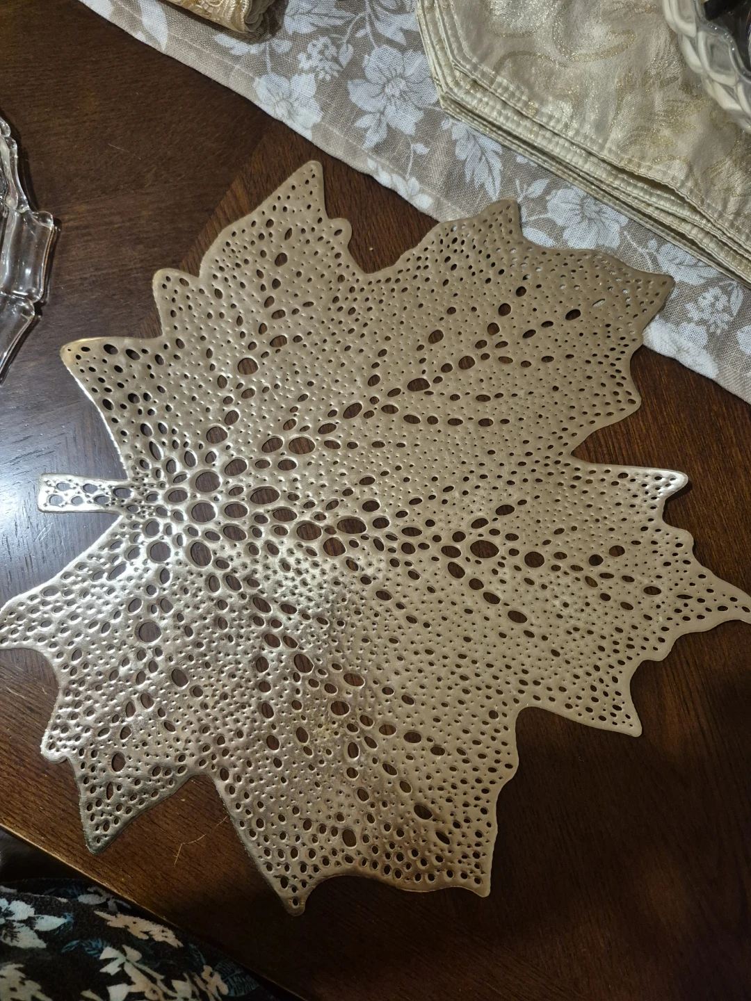 Clear Glass Divided Serving Platter with Rose Embellishments - photo 4