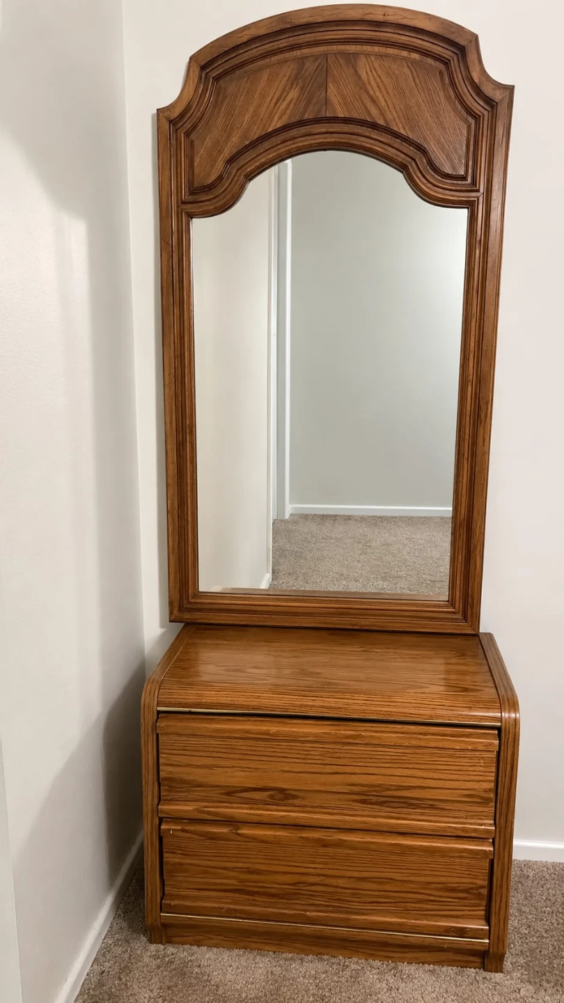 Vintage Wooden Dresser with Mirror