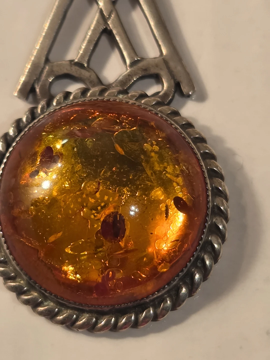 Silver  925 Amber Pendant Necklace - photo 2