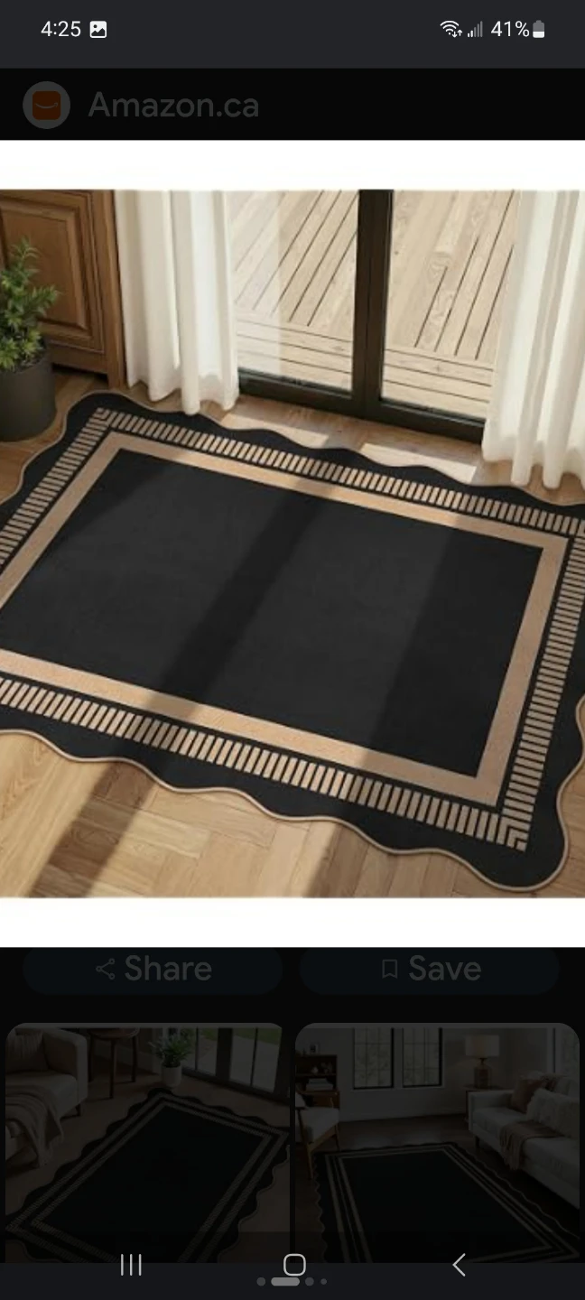 Scalloped Edge Accent Rug - Black 6×9 ft