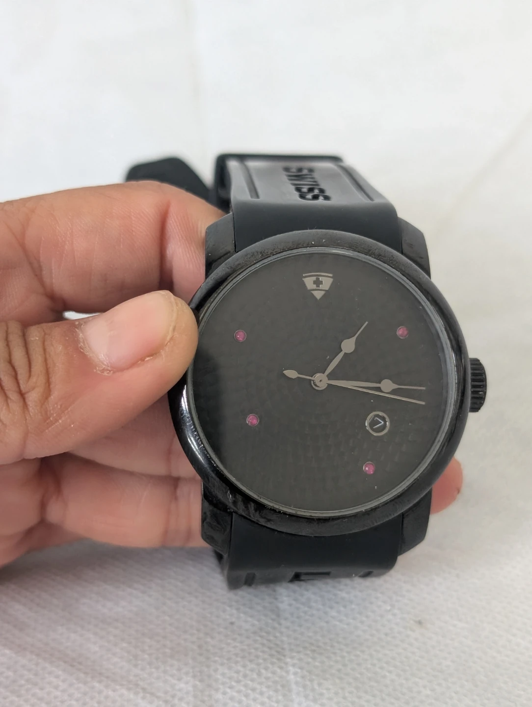 Black Swiss Watch with Carbon Fiber Dial - photo 2