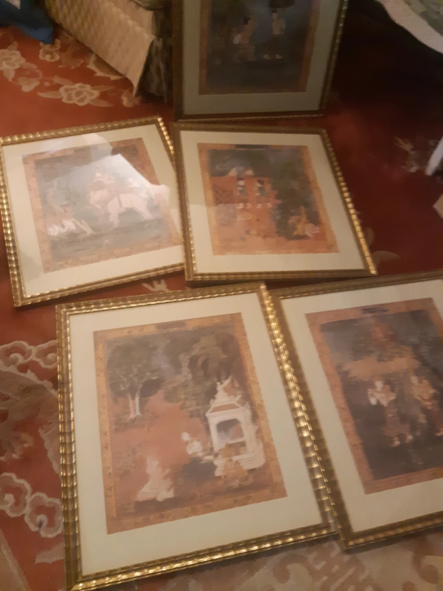 Set of 5 Framed Asian Art Prints