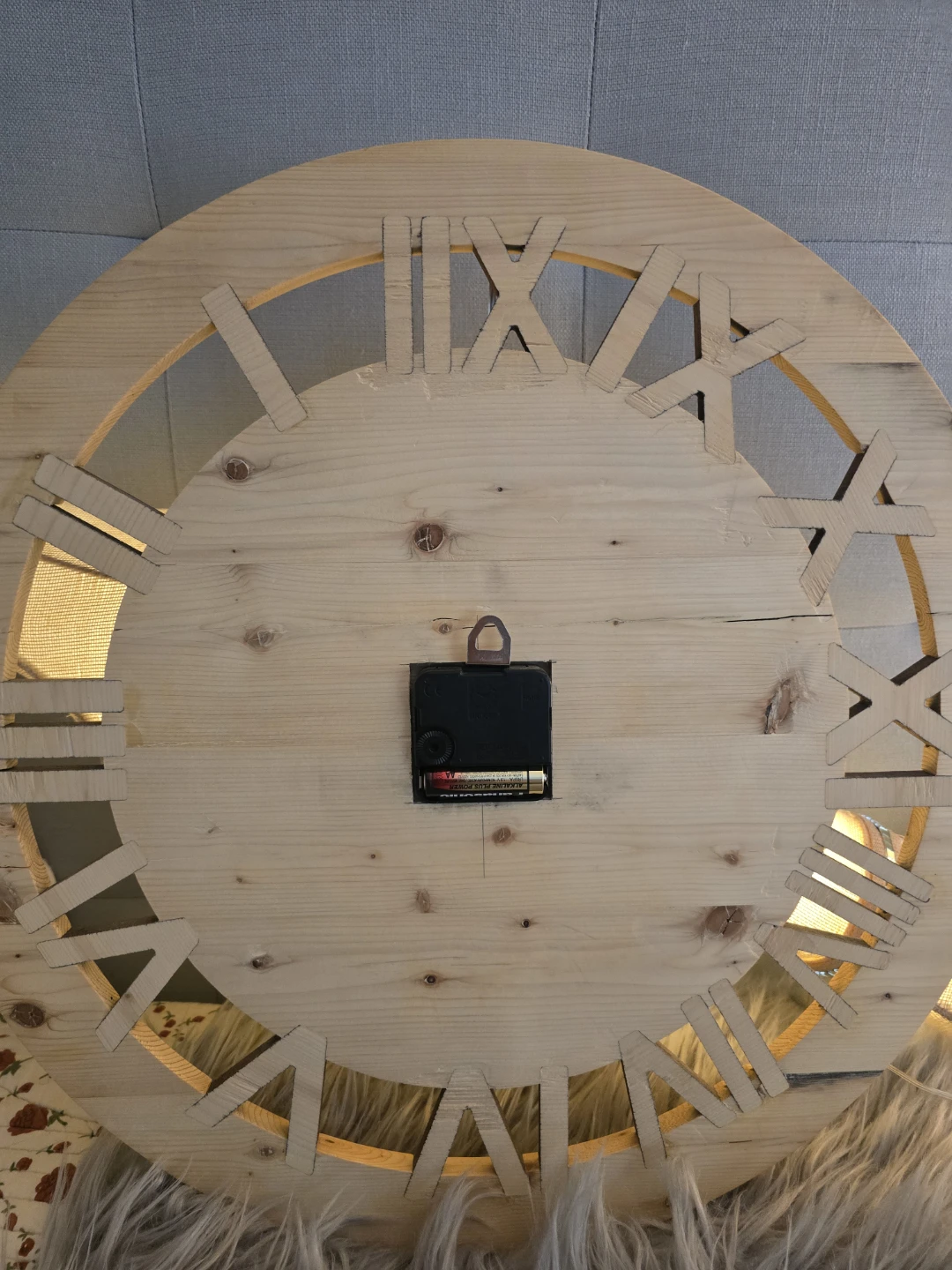 Large Rustic Wooden Wall Clock with Roman Numerals - photo 5