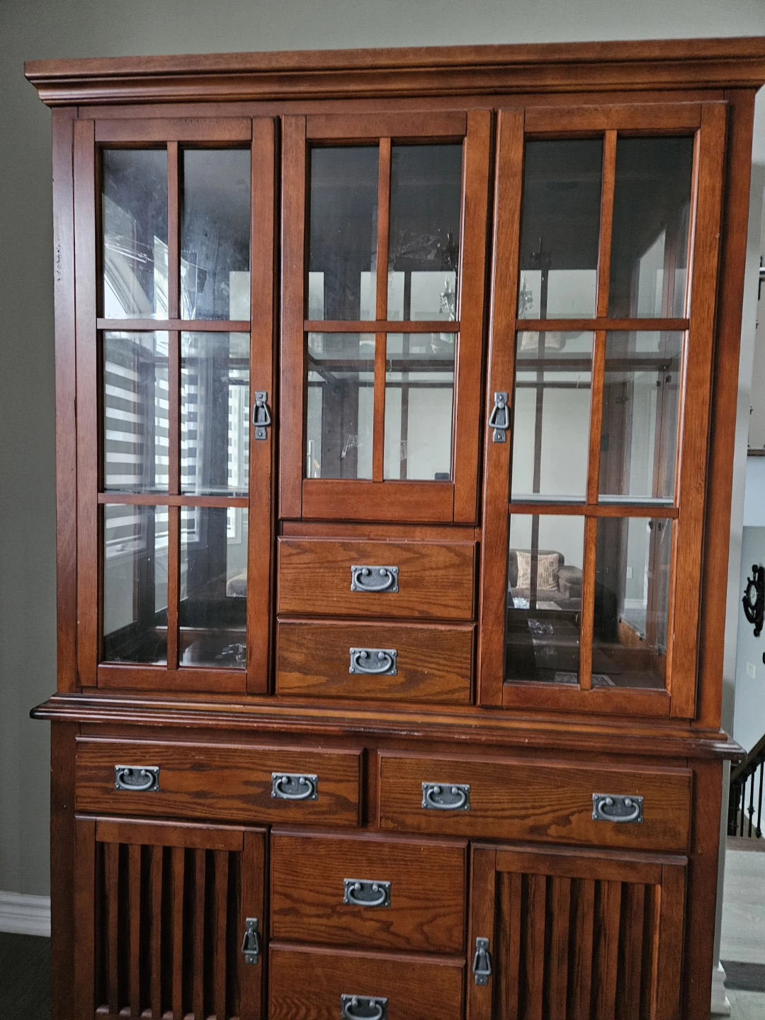 Solid Wood China Cabinet with Glass Doors and Drawers - photo 2