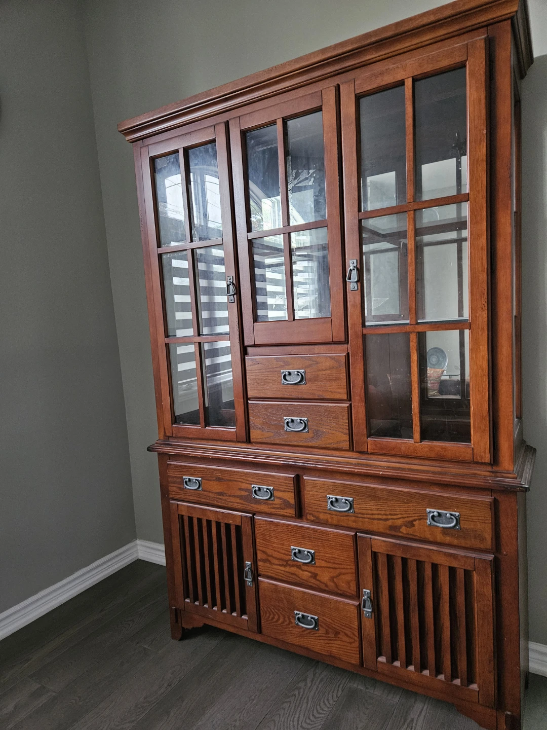 Solid Wood China Cabinet with Glass Doors and Drawers - photo 3