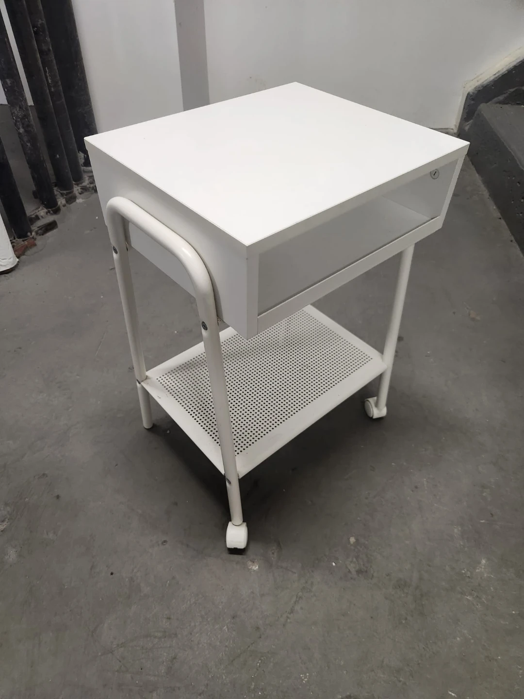 IKEA White Rolling side table