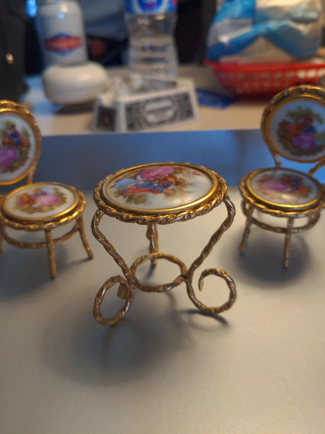 Miniature decorative chair with painted scene - photo 3
