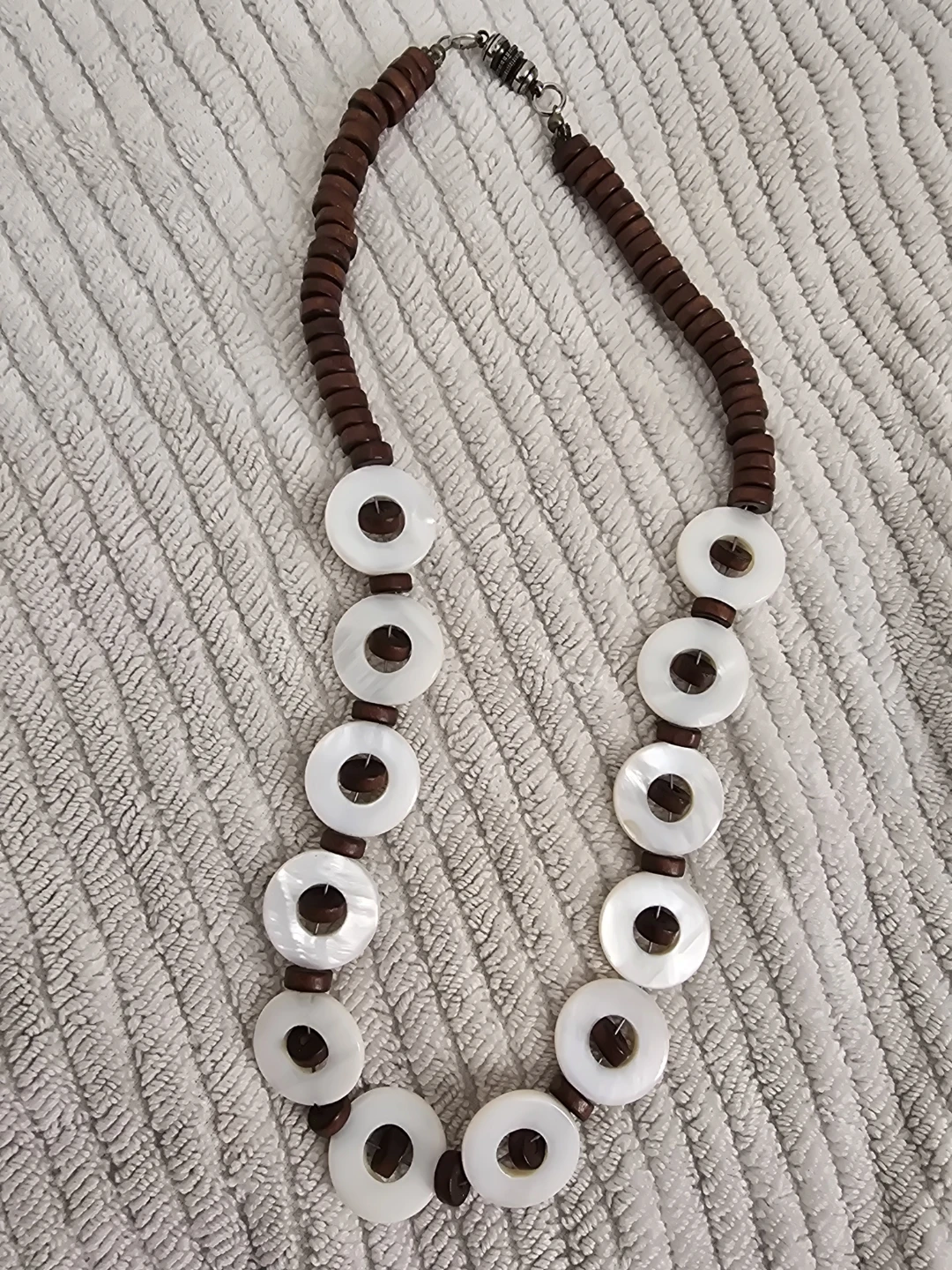 Shell and Wood Beaded Necklace