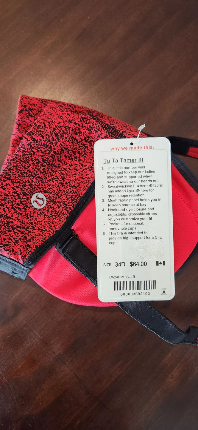 Lululemon Sports Bra Red Black Heathered Size 34D - photo 2