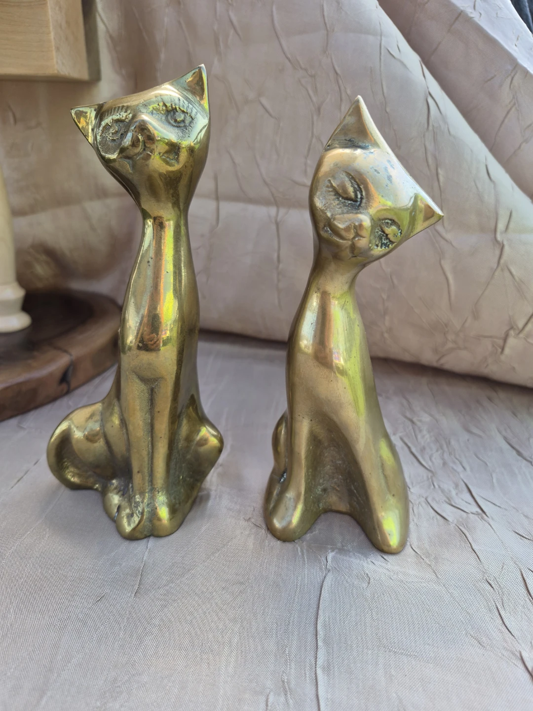 Beautiful Vintage Solid Brass Pair of Siamese Cats - photo 3
