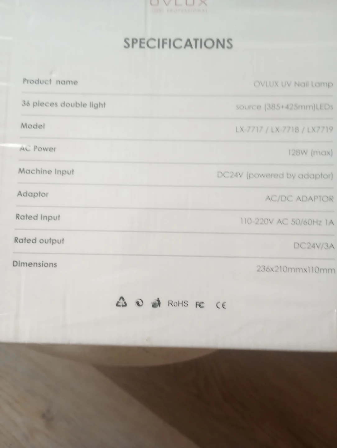 OVLUX UV Nail Lamp LX-7717