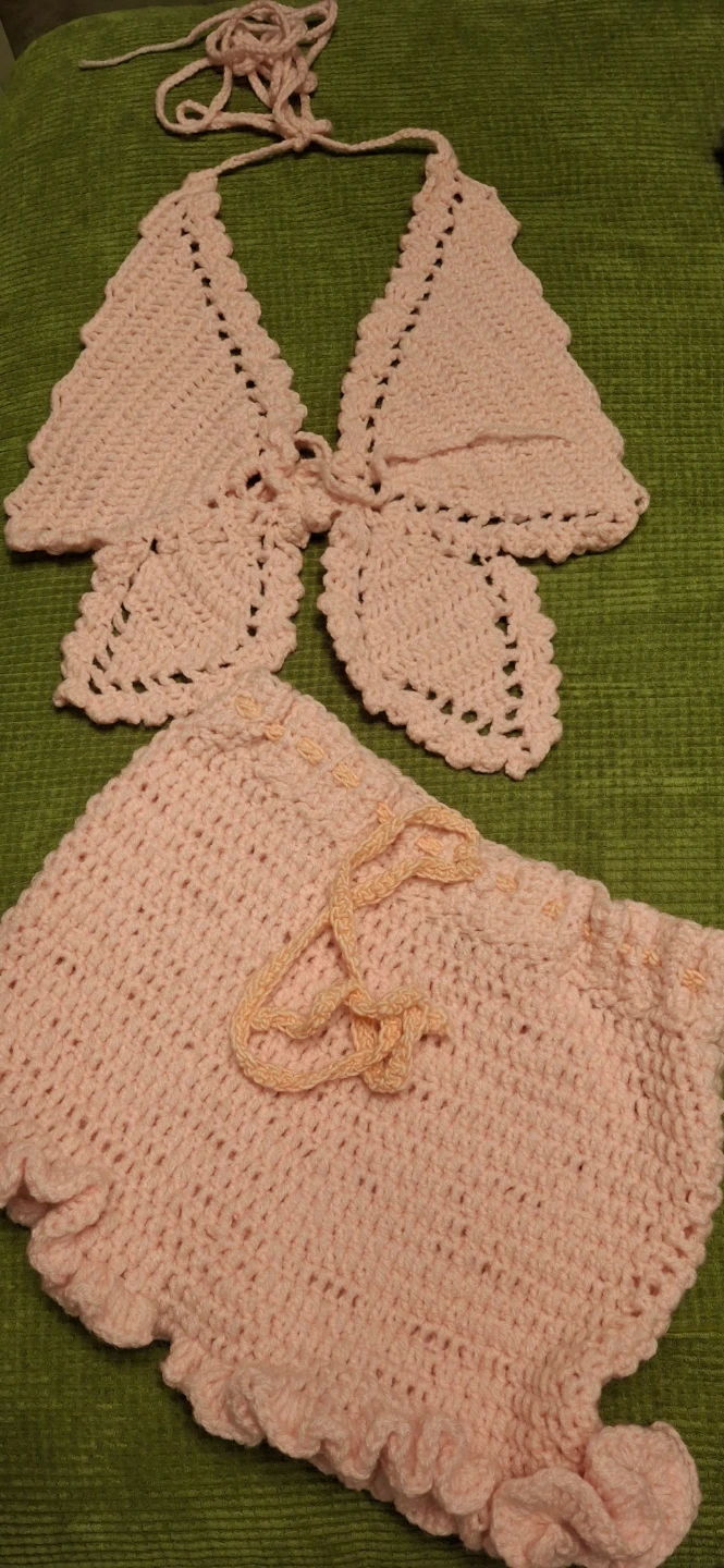 Pink Crochet Halter Top and Skirt Set - photo 2