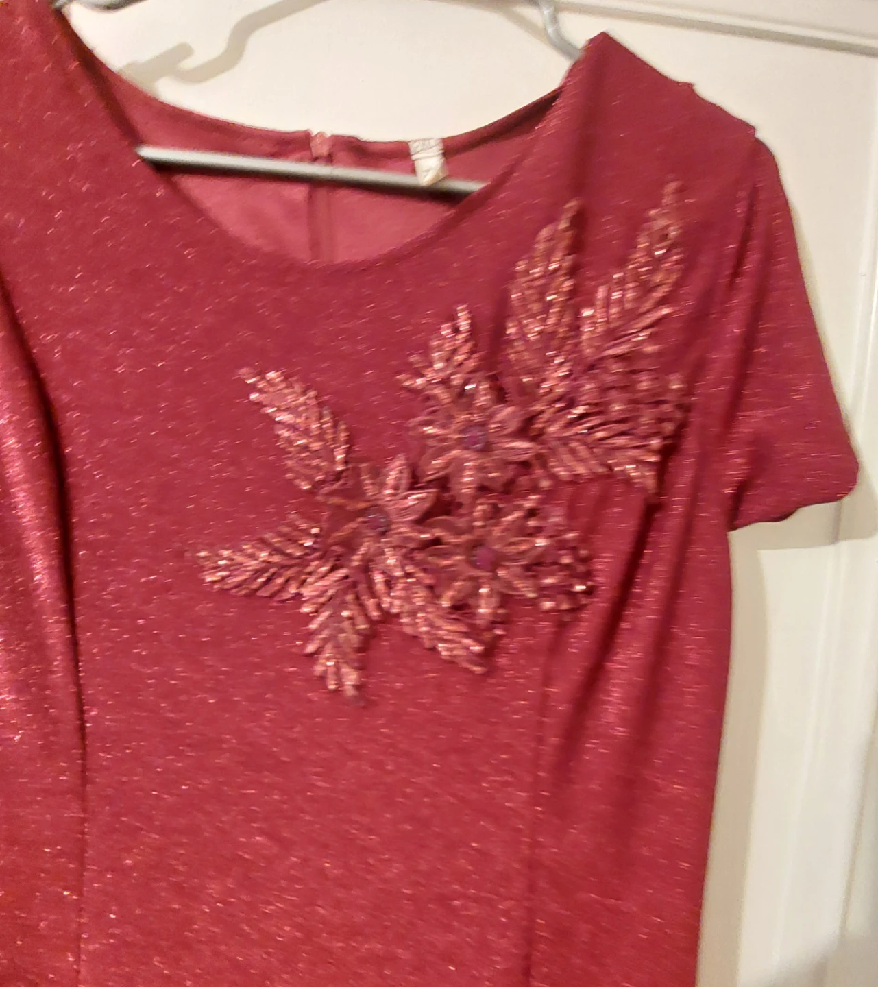 Red Sparkle Dress with Floral Embellishment - Size 2XL - photo 3