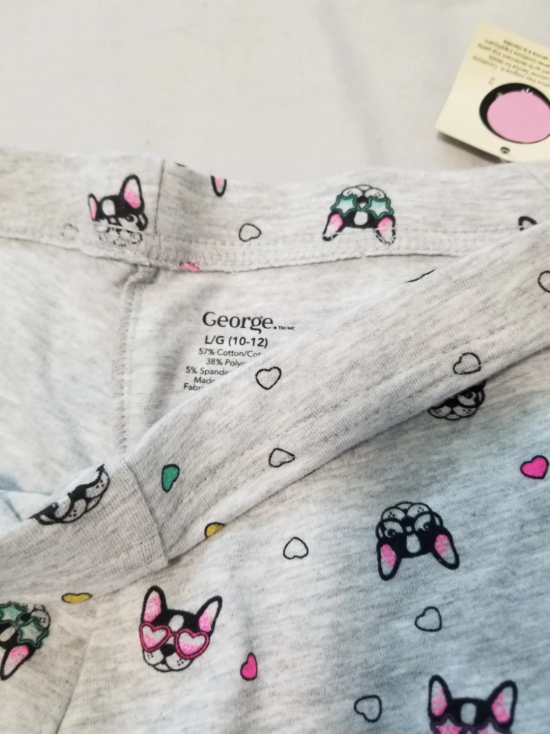 George Girls' Grey French Bulldog Leggings L (10-12) - photo 2