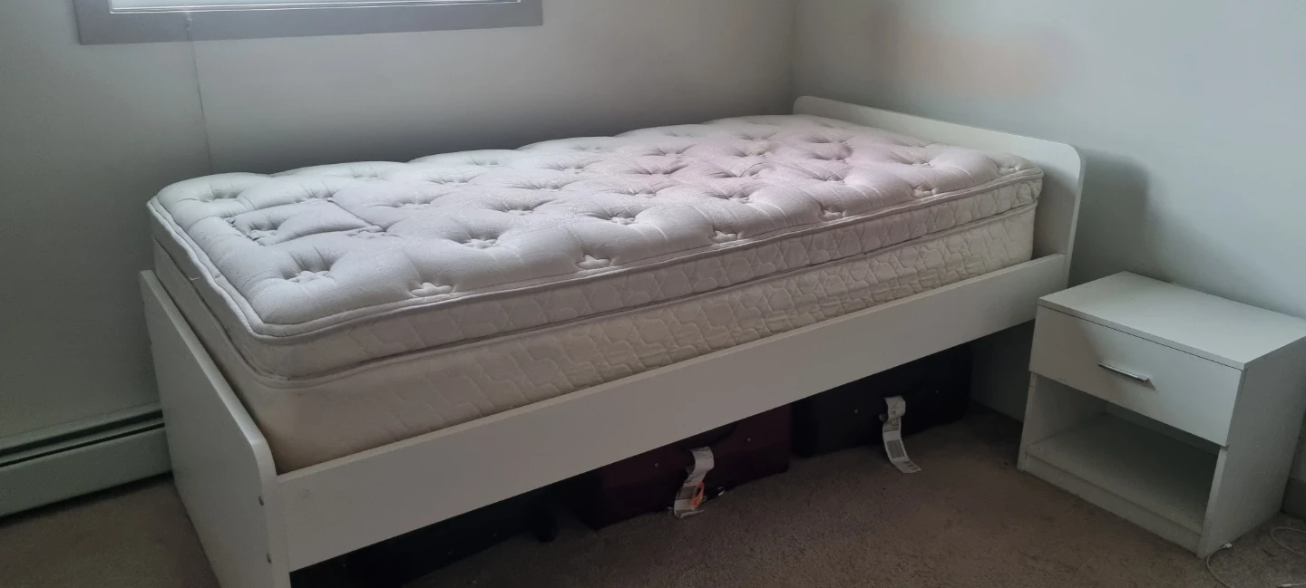 IKEA Single Bed with Spring Mattress & Matching White Side Table - photo 2